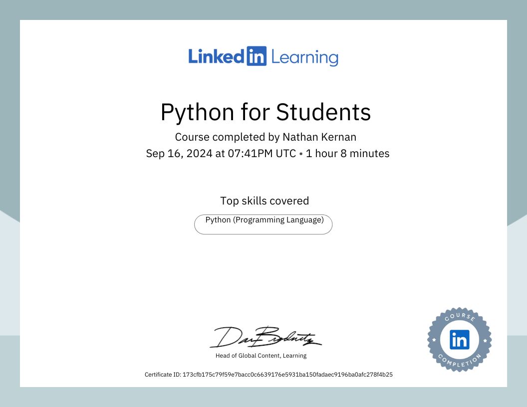 Python Certificate 3